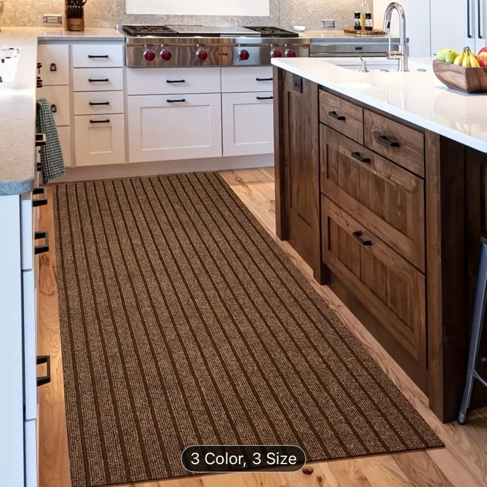 Mocha Striped Kitchen Runner Rug - Picture 7 of 12